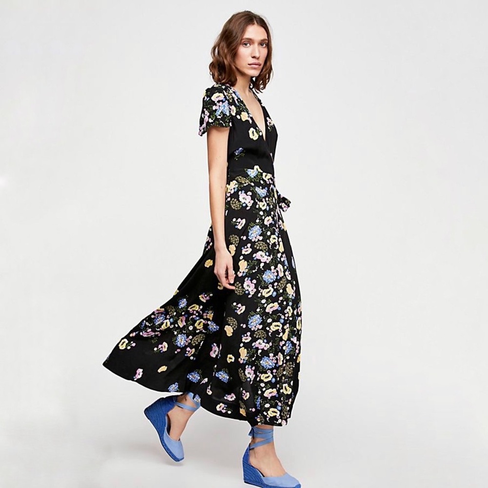 Free People | Jess Floral Wrap Maxi Dress Size XS